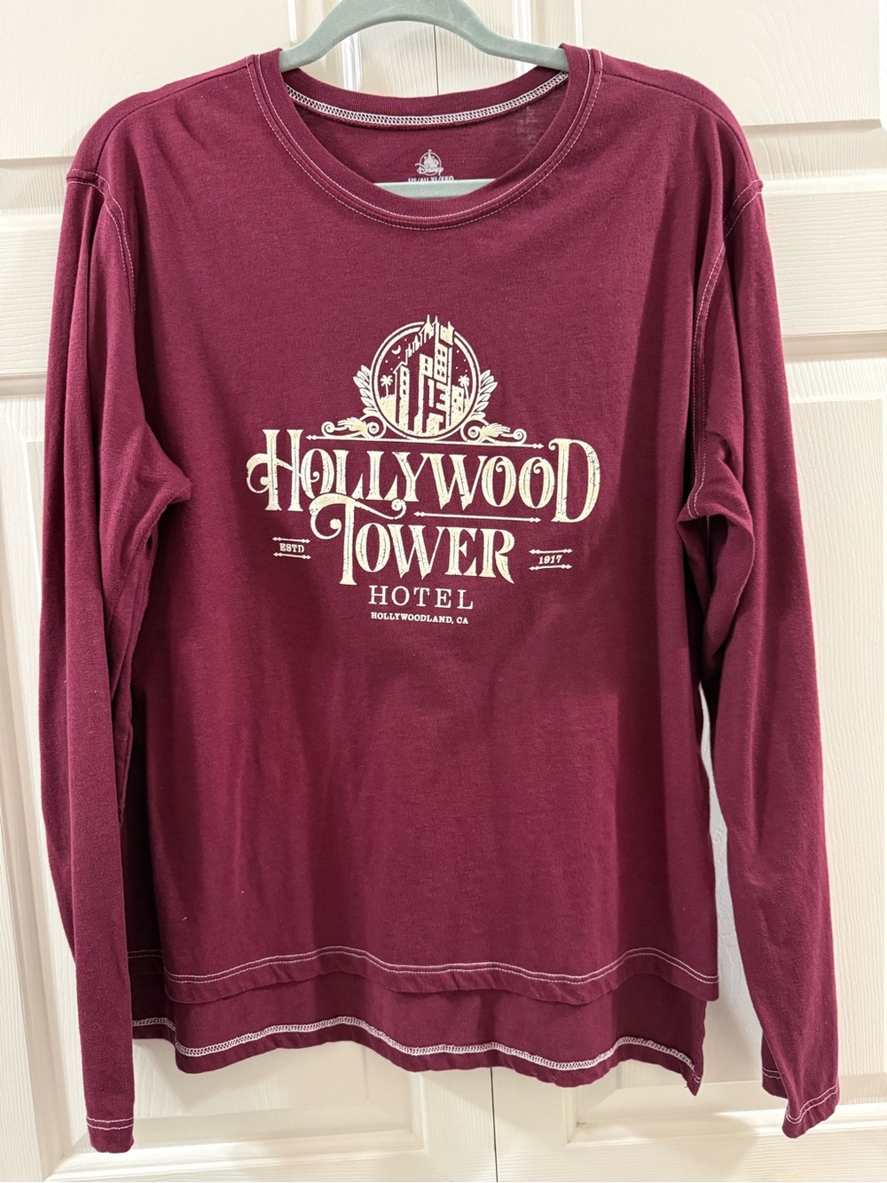 Disney Tower of Terror Hollywood Hotel Women’s Long Sleeve Cotton Graphic Tee XL